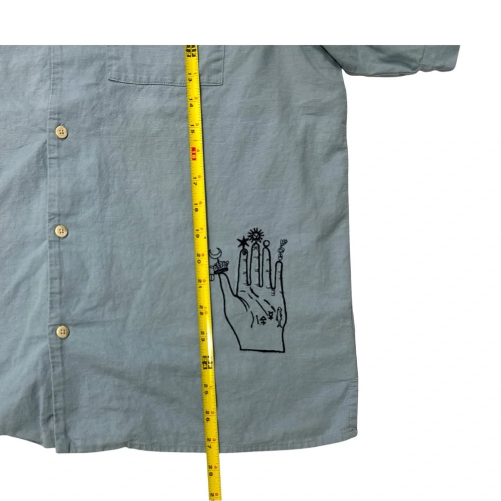 Casual Blue‎ Graphic Button-Down Shirt